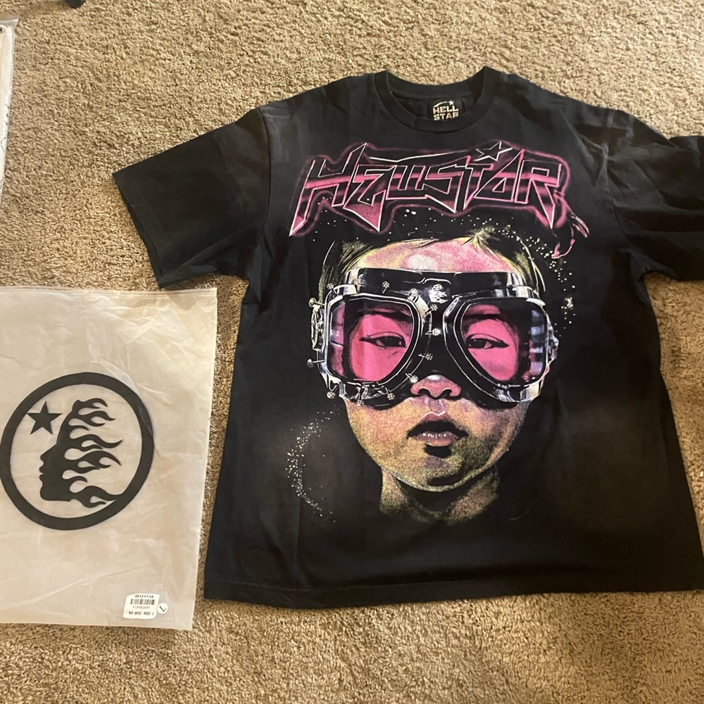Black Graphic Tee with Pink Accents